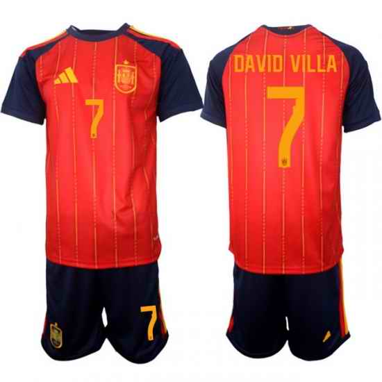 Spain 2026 FIFA World Cup Soccer Jersey Red #7 DAVID VILLA